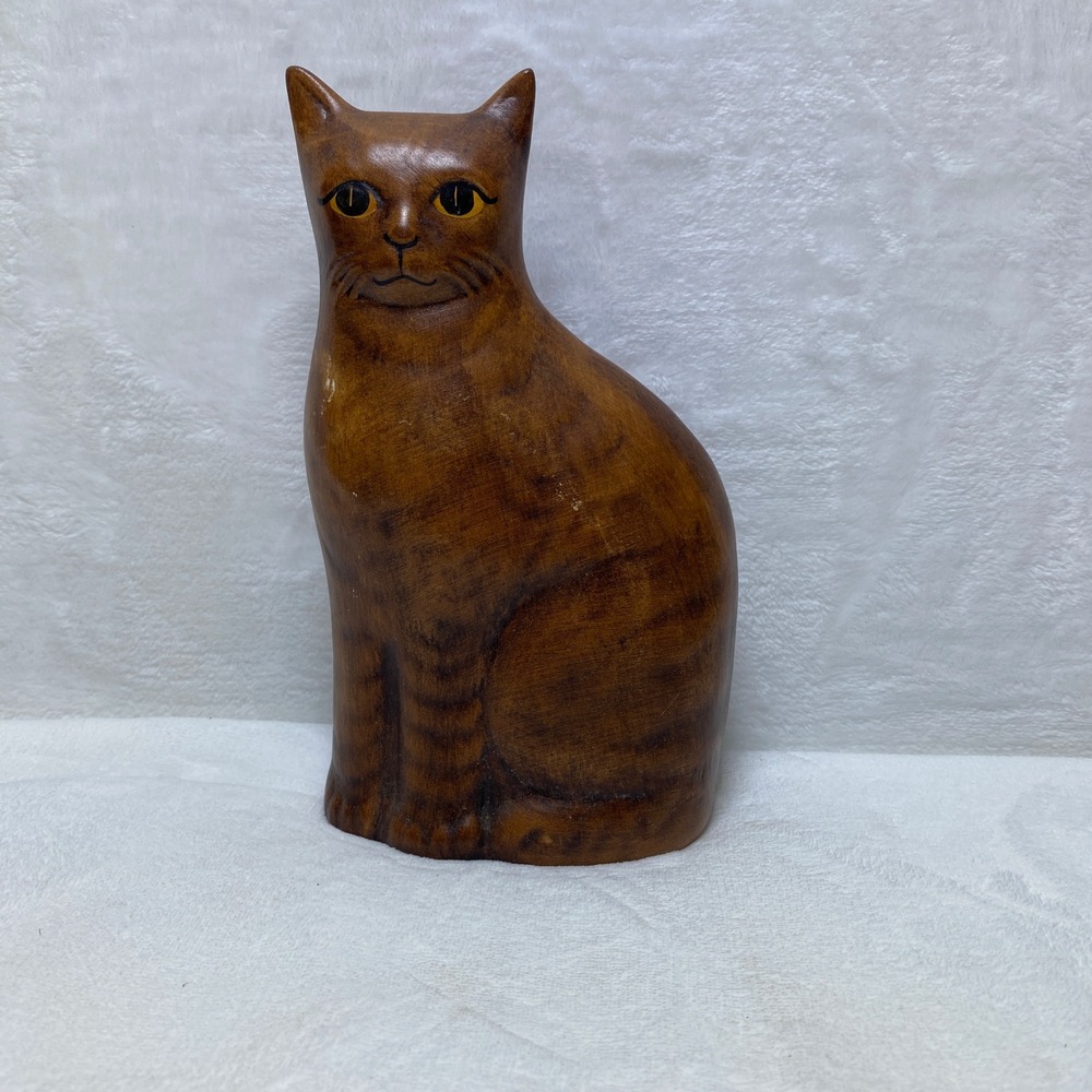 Crowning Touch‎ USA Ceramic Cat Statue Rustic Folk Art Decor Animal Lover